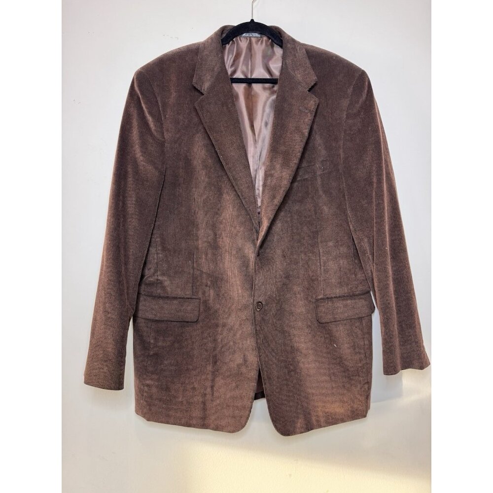 Alan Flusser Corduroy Cotton Sport Coat Men Sz 46L Brown Lined 2-Button Blazer